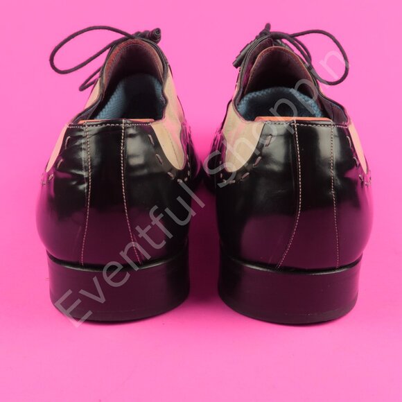 Mezlan Shoes Mens 15 M Cream Black Dress Two Tone Chisel Toe Derby Blucher - Picture 4 of 15